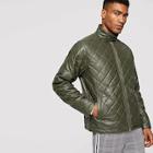 Romwe Guys Zip Cuff Quilted Faux Leather Jacket