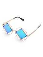 Romwe Contrast Square Lens Cutout Detail Sunglasses