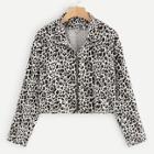 Romwe Leopard Print Zip-up Crop Jacket