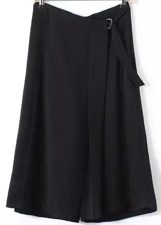 Romwe High Waist Wide Leg Black Shorts