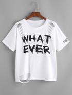 Romwe Graphic Print Distressed T-shirt