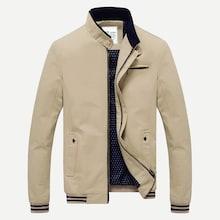 Romwe Men Contrast Striped Trim Jacket