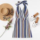 Romwe Colorful Striped Halter Dress