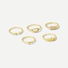 Romwe Lip Detail Ring Set 5pcs