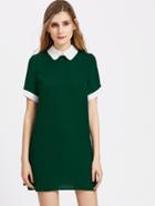 Romwe Contrast Peter Pan Collar And Cuff Shift Dress