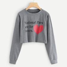 Romwe Letter & Heart Crop Tee