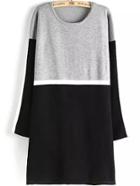 Romwe Color-block Long Sleeve Sweater Dress