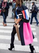 Romwe Multicolor Lapel Color Block Coat