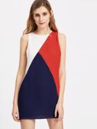 Romwe Color Block Cut And Sew Mini Tank Dress