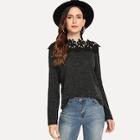 Romwe Contrast Lace Solid Jumper