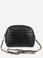 Romwe Black Quilted Dome Bag With Chain