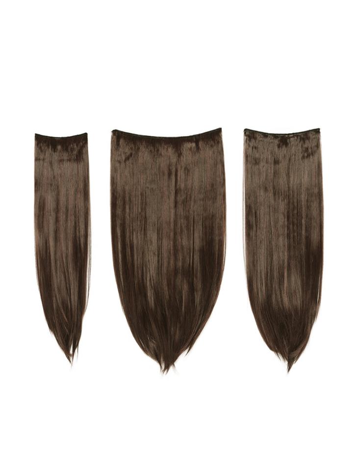 Romwe Dark Brown & Caramel Clip In Straight Hair Extension 3pcs
