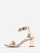 Romwe Gold Metallic Open Toe Ankle Strap Chunky Sandals
