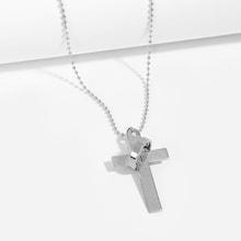 Romwe Men Cross & Ring Pendant Necklace