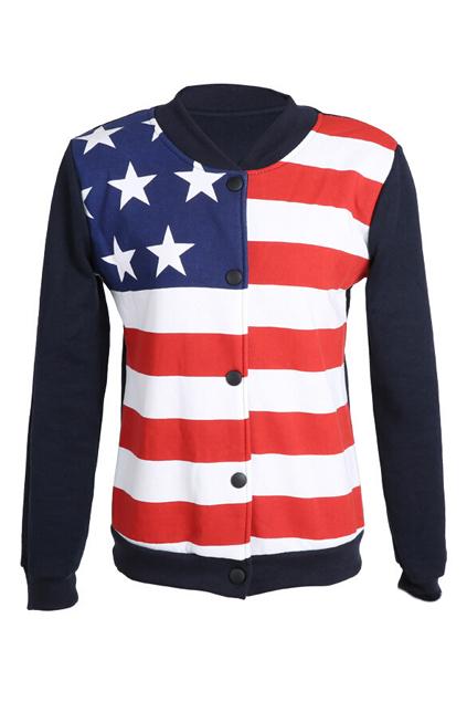 Romwe Union Jack Print Casual Jacket