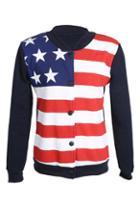 Romwe Union Jack Print Casual Jacket