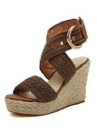 Romwe Brown Slingbacks Espadrilles Wedges Sandals