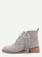 Romwe Grey Nubuck Leather Cork Heel Oxford Booties