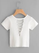 Romwe Criss Cross V Cut Back Ribbed Tee