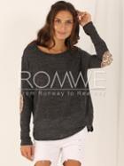 Romwe Grey Long Sleeve Sequined T-shirt
