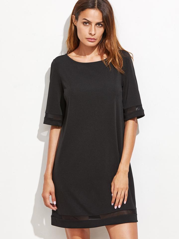 Romwe Mesh Panel Tunic Dress