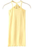 Romwe Spaghetti Strap Fungus Hem Yellow Cami Top