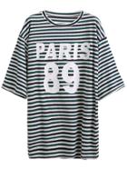 Romwe Multicolor Striped Letters And Number Print Drop Shoulder Dress