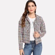 Romwe Drop Shoulder Crop Jacket