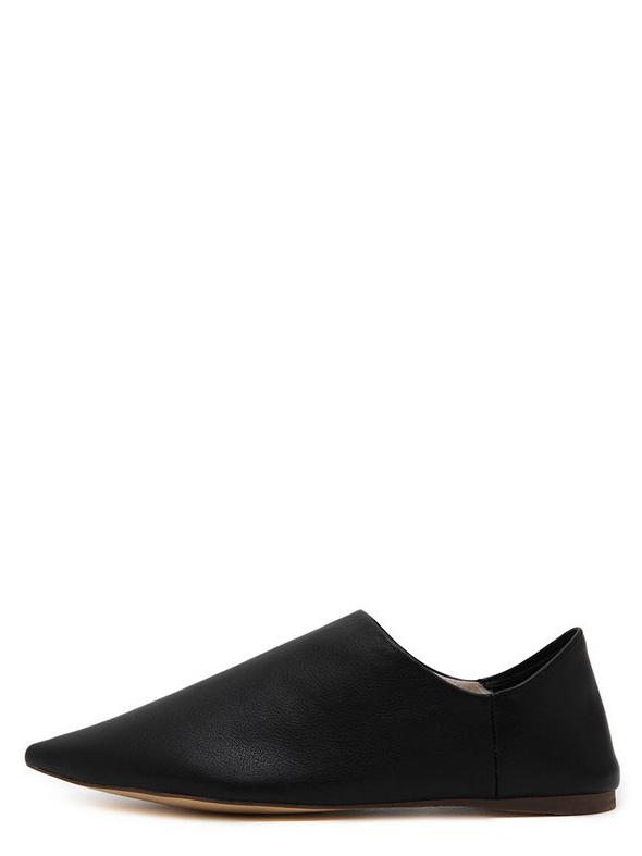 Romwe Black Faux Leather Pointed Toe Flats