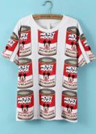 Romwe Mickey Cans Print T-shirt