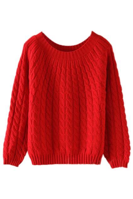 Romwe Romwe Twisted Long Sleeves Red Jumper