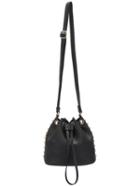 Romwe Black Drawstring Bead Pu Satchel Bag