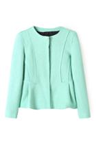 Romwe Falbala Sheer Green Coat