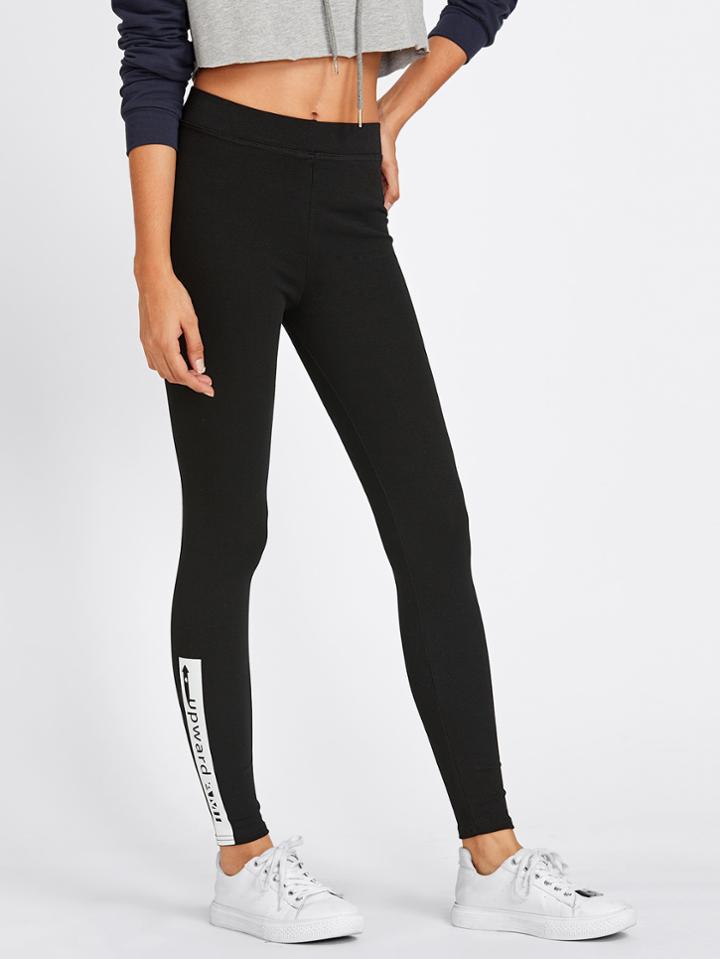 Romwe Graphic Print Side Skinny Leggings