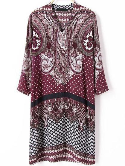 Romwe V Neck Paisley Print Dress