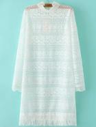 Romwe Straight Lace White Dress