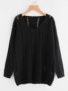 Romwe Hollow Out Cable Knit Jumper