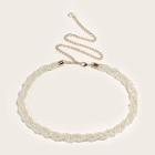 Romwe Faux Pearl Embellished Chain Waist Belt