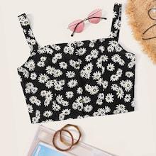 Romwe Daisy Floral Print Cami Top