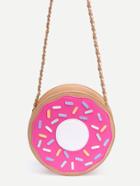 Romwe Hot Pink Faux Leather Donut Chain Bag