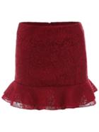 Romwe Ruffle Lace Fishtail Red Skirt