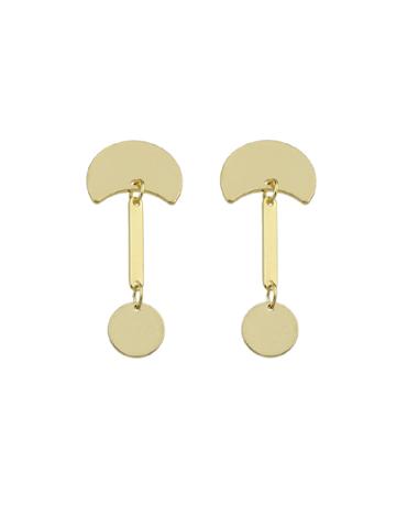 Romwe Gold Round Sector Geometric Shape Earrings