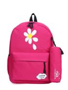 Romwe Pocket Front Flower Print Backpack With Pouch