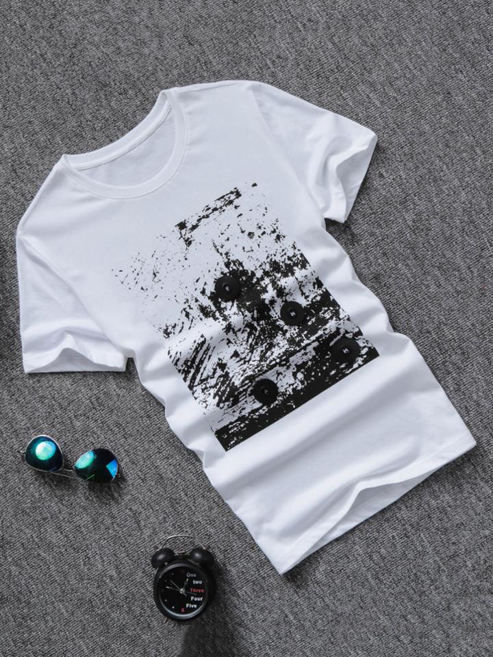 Romwe Men Landscape Print Tee