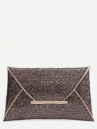 Romwe Glitter Contrast Trim Envelope Clutch Bag