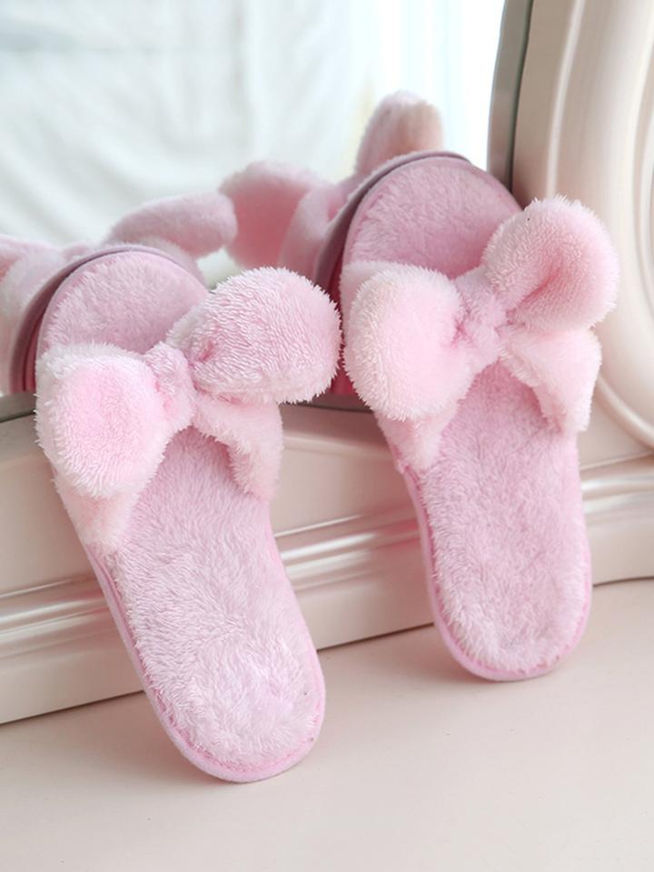Romwe Bow Decor Open Toe Slippers