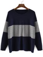 Romwe Color-block Jersey Loose Jumper
