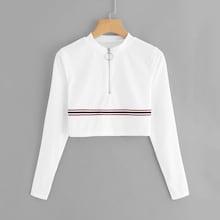 Romwe Striped Detail Crop Top