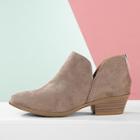 Romwe Almond Toe Low Stacked Heel Split Shaft Booties