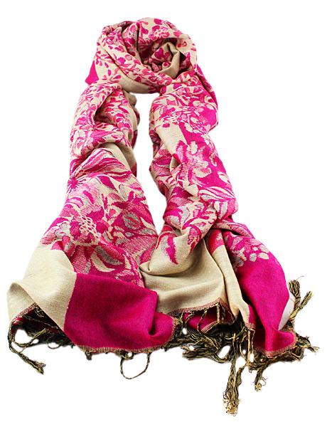 Romwe Tassel Floral Print Scarf-red